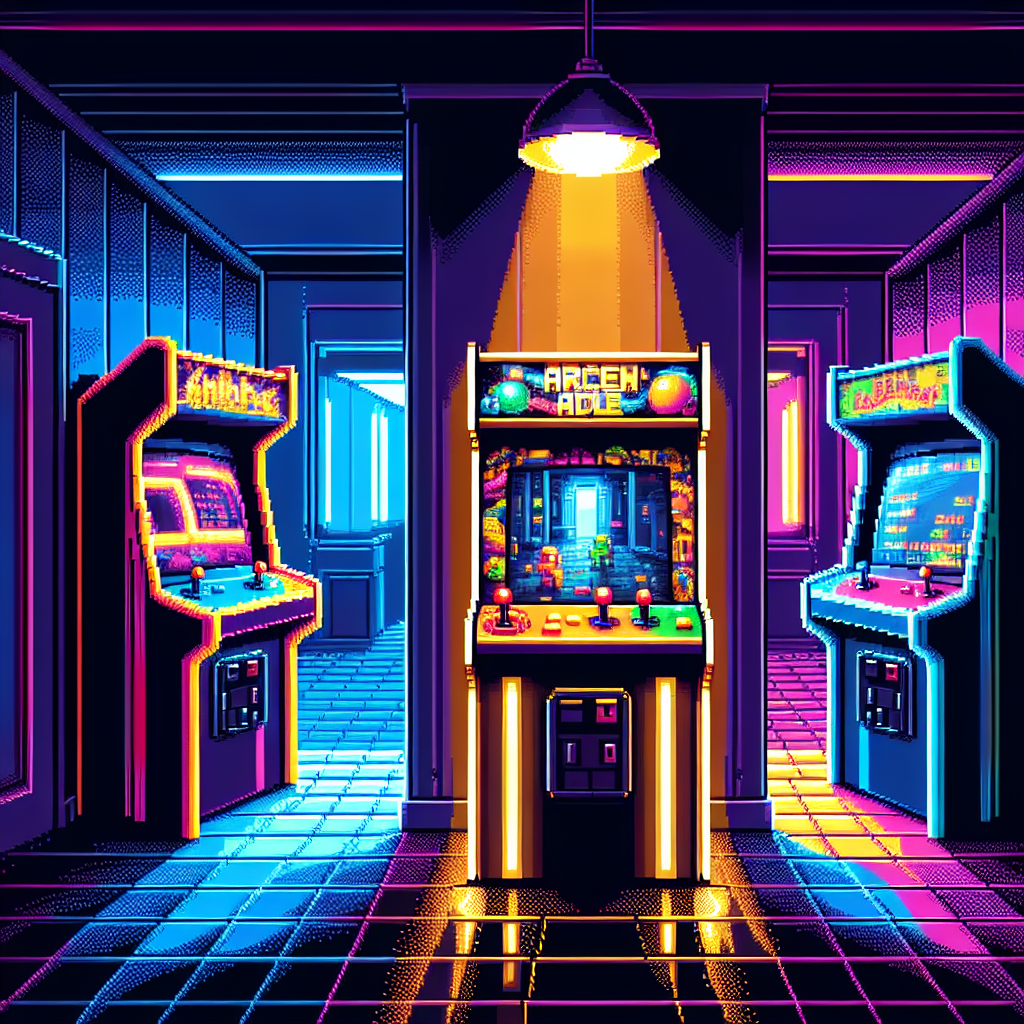 A classic arcade cabinet with neon lighting in a dark room.